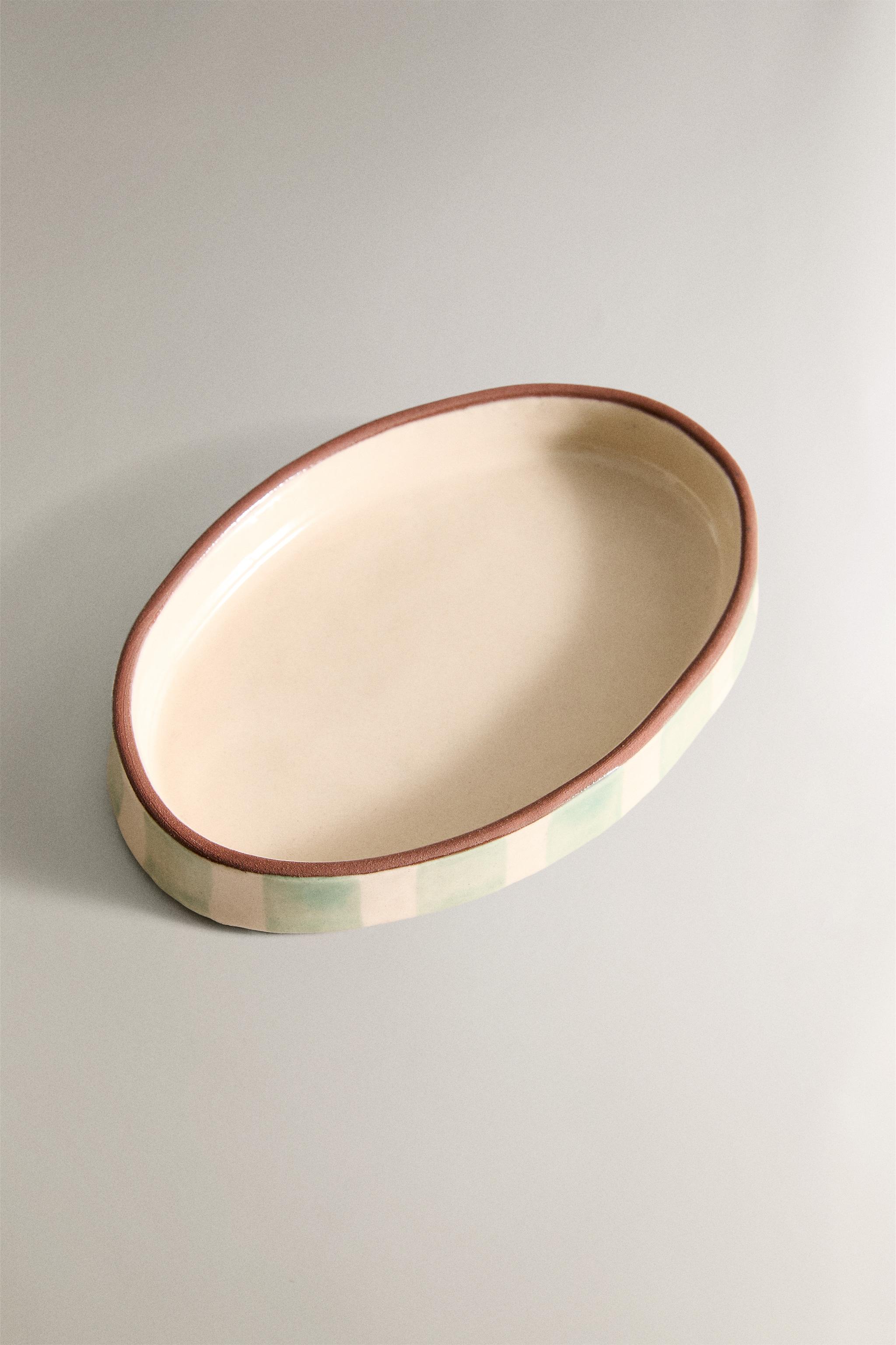 PORTE-SAVON SALLE DE BAIN CÉRAMIQUE RAYURES